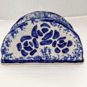 Blue and White Ceramic Napkin Holder